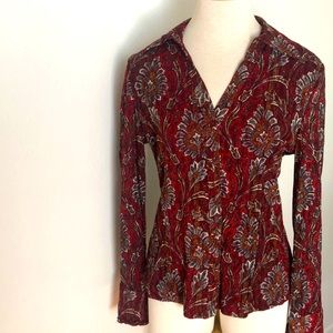 Vintage Paisley floral red I-N-C blouse.